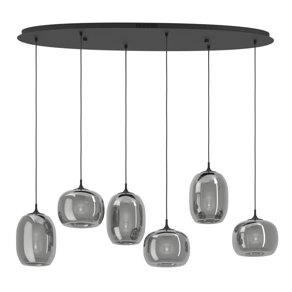 390415  Светод подвес с рег-кой цветовой темп-ры LARVA, 6X3,7W(LED) ,2700-6500K, 3060lm, сталь, черный, черный, прозрачный