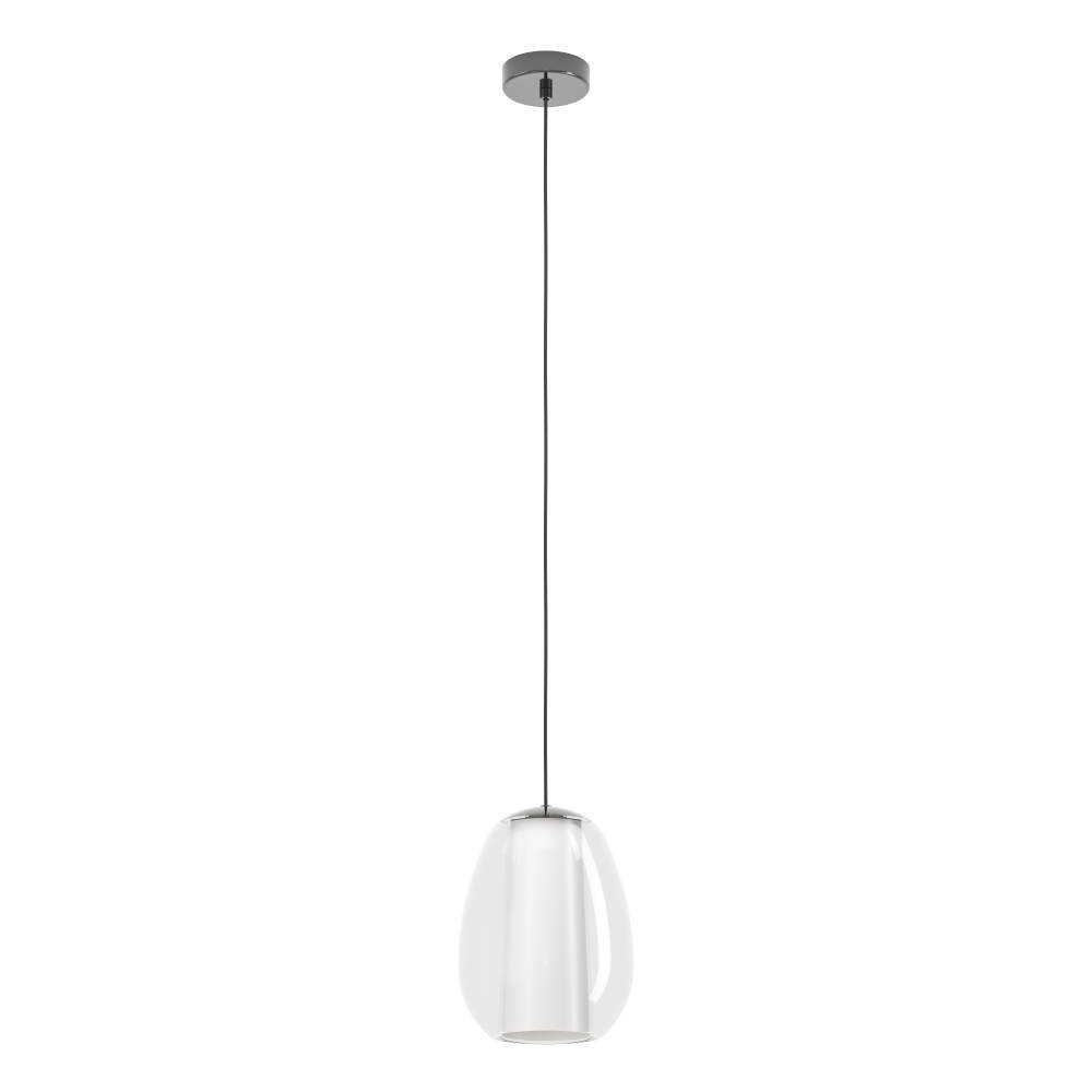 390457  Светодиодный подвес с регулировкой цветовой температуры MENORCA, 1X7W;1X1,6W(LED), Ø220, 2200-6500K, 700lm, сталь, никель черный, белый