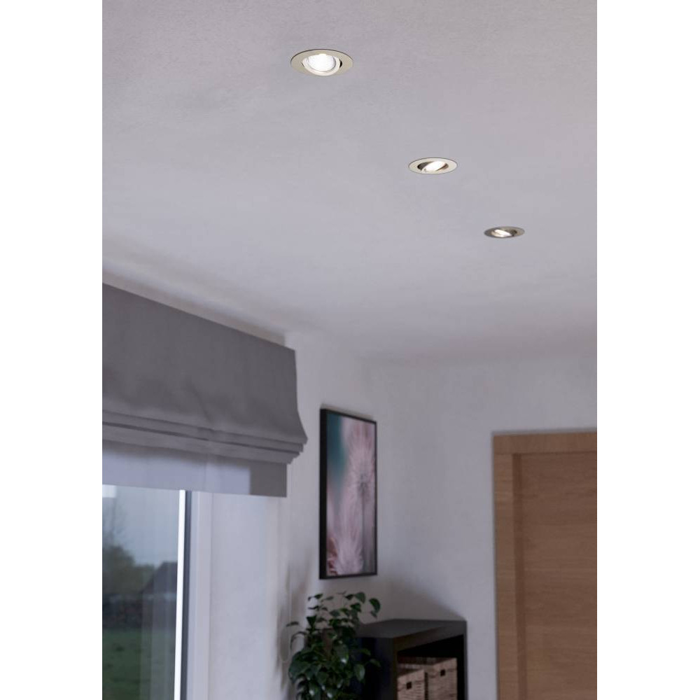 EGLO 900746  Комплект встраиваемых диммируемых светильников SALICETO, 3X6W (LED), 2700K, 1350lm, Ø88, алюминий, матовый никель