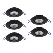 300189  Комплект встраив. светильников GEDREZ , 5х4,9W(LED), 2700/4000/6500K, Ø90, пластик, черный