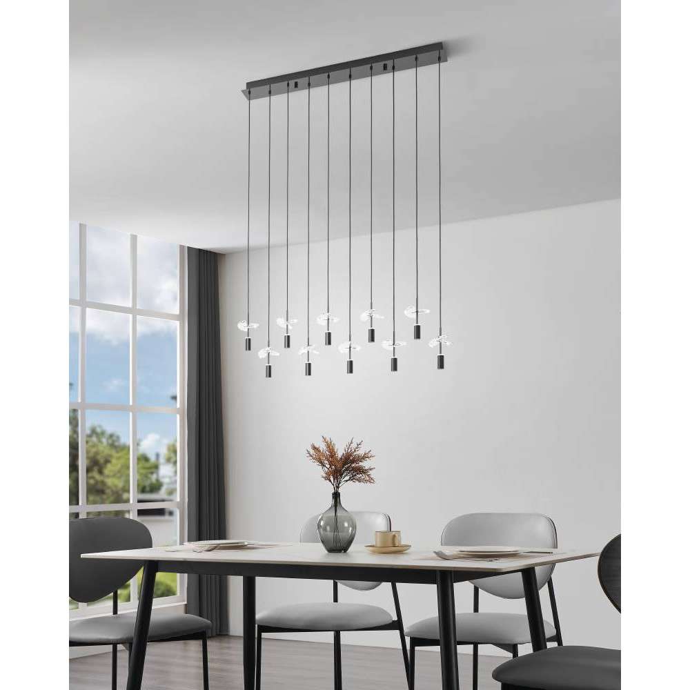 EGLO 390494  Светодиодный подвес с регулировкой цветовой температуры COMAREIRA, 10X2,6W(LED) ,2200K, 3000K, 4000K, 2500lm, сталь, никель черный, прозрачный