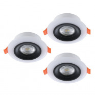 901118  Комплект из 3х встраив светод спотов CALONGE RGB, 3X3,8W(LED), IP2044, 2700-6500K, 3x520lm, пластик, черный, белый