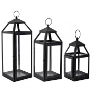 422078  Комплект из 3х подсвечников DAPITAN, L205, B205, H510, сталь, стекло, черно-прозрачный