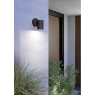 902037  Уличн светодиод свет-к настенный TOMELLOSO, 1X28W(GU10), IP44, алюминий, черн, стекло, прозрачн