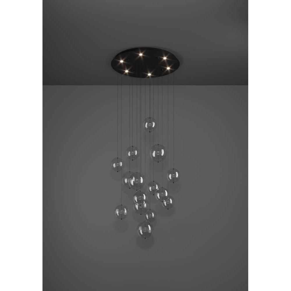 EGLO 390333 Люстра диммируемая ESPARDELLO, 6X5,4W (LED), 3000K, 3060lm, Ø580, сталь, черный/стекло, прозрачный