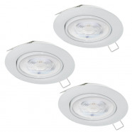 901759  Комплект из 3х встраив. светод спотов FAVAZZINA, 3x4,9W(GU10-LED), Ø85, 2700K, IP44, сталь, белый, стекло, прозрачный 