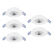 300185  Комплект встраив. светильников GEDREZ , 5х4,9W(LED), 2700/4000/6500K, Ø90, пластик, белый