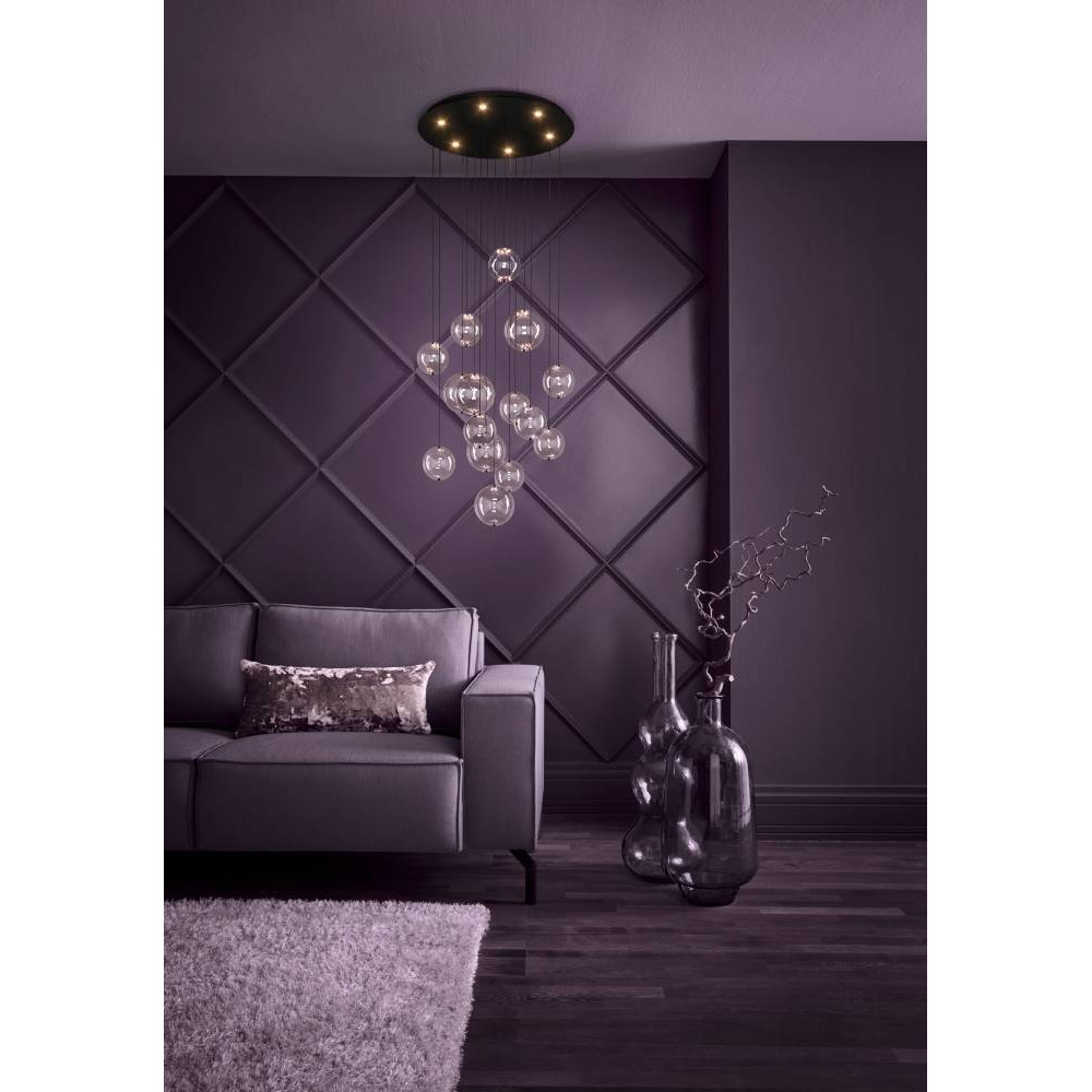 EGLO 390333 Люстра диммируемая ESPARDELLO, 6X5,4W (LED), 3000K, 3060lm, Ø580, сталь, черный/стекло, прозрачный