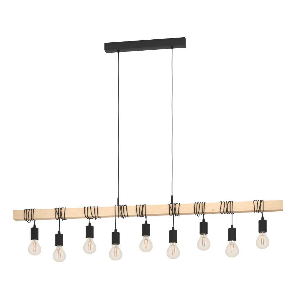 EGLO 44099  Подвес TOWNSHEND, 9х60W(E27), L1500, B100, H1100, сталь, дерево, черн, коричн