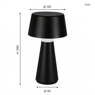 75796  Аккум. настольн. лампа диммер сенсор  HUESA, 3W(LED), H290, Ø130,  IP44, пластик, черный