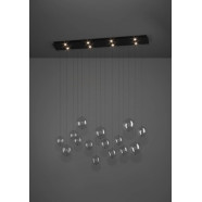 390334  Люстра диммируемая ESPARDELLO, 8X5,4W (LED), 3000K, 4080lm, L1170, B200, H1500, сталь, черный/стекло, прозрачный