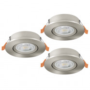 902268  Комплект встраив. светильников BARRANCO, 3х4,8W(LED), 2700/4000/6500K, Ø90, пластик, никель мат.