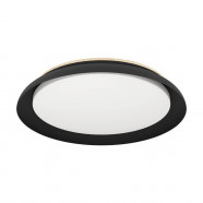 900857  Потолочный светильник PENJAMO 1, 20W (LED), 3000K, 2400lm, H65, Ø465, сталь, дерево, черный, коричневый / пластик, белый