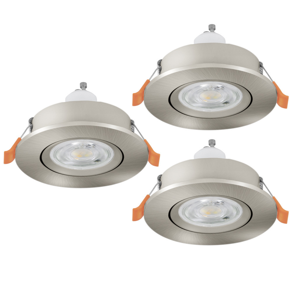 EGLO 902246  Комплект встраив. светильников BARRANCO, 3х4,5W(GU10-LED), 3000К, Ø90, пластик, никель мат.