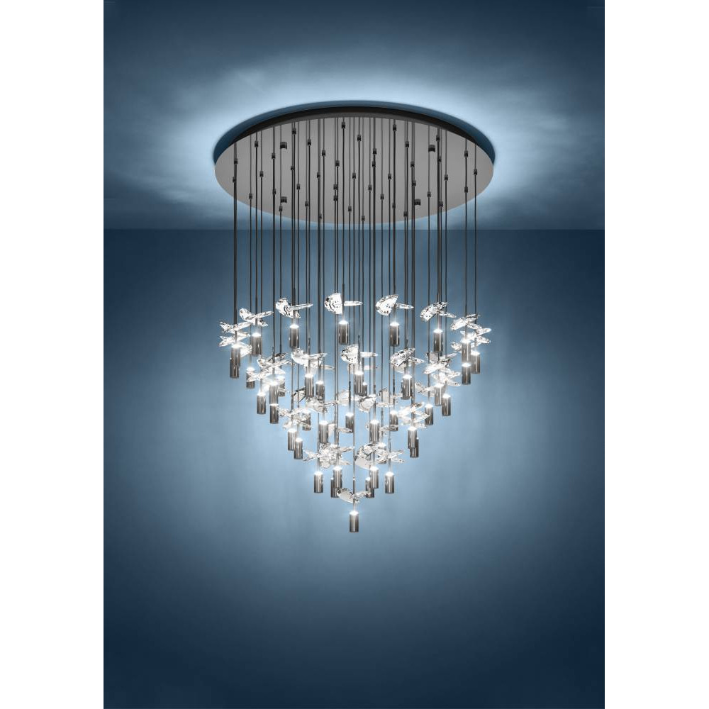 EGLO 390493  Светодиодный подвес с регулировкой цветовой температуры COMAREIRA, 43X2,1W(LED), Ø780, 2200K, 3000K, 4000K, 9460lm, сталь, никель черный, прозр