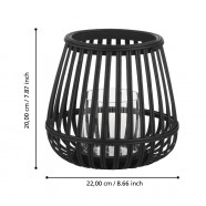 422085  Подсвечник BUNAWAN, B200, Ø220, дерево, стекло, черный