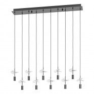 390494  Светодиодный подвес с регулировкой цветовой температуры COMAREIRA, 10X2,6W(LED) ,2200K, 3000K, 4000K, 2500lm, сталь, никель черный, прозрачный