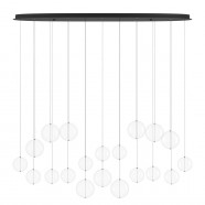 390344  Люстра диммируемая ESPARDELLO, 8X5,4W (LED), 3000K, 4080lm, L1480, B260, H2200, сталь, черный/стекло, прозрачный