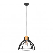 43769  Подвесной потолочный светильник (люстра) STYLLINGTON, 1Х40W, E27, H1100, Ø415, сталь, черный/дерево, коричневый