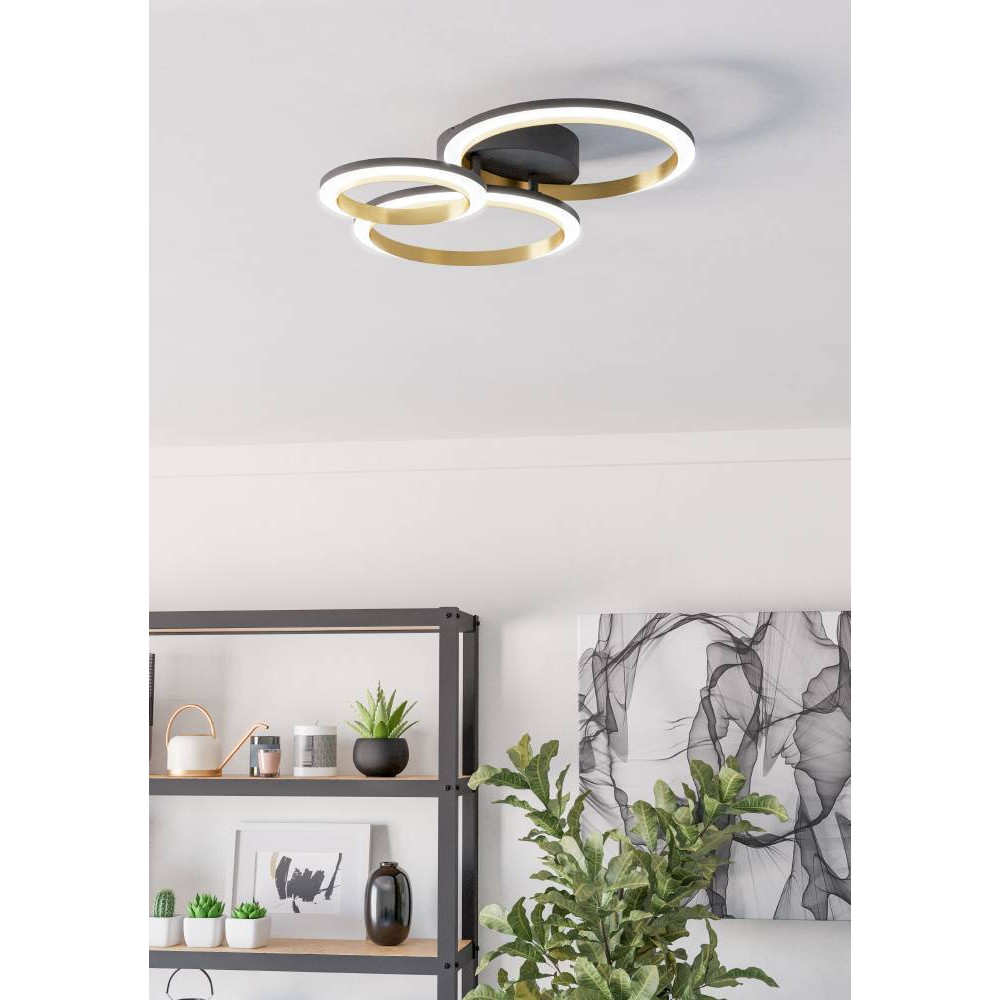 EGLO 901224  Светодиод потолочн свет-к CALLIERA, 20W(LED), 490x445, димм., сталь, пластик, черный, латунь/