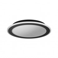 901238  Светодиодный потолочный светильник  MACCHIONI, 20W(LED), Ø380, сталь, пластик, черный, белый/ пластик с эфф. хрусталя, белый, 2700-6500K, 2360l