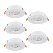 902263  Комплект встраив. светильников BARRANCO, 5х4,8W(LED), 2700/4000/6500K, Ø90, пластик, белый