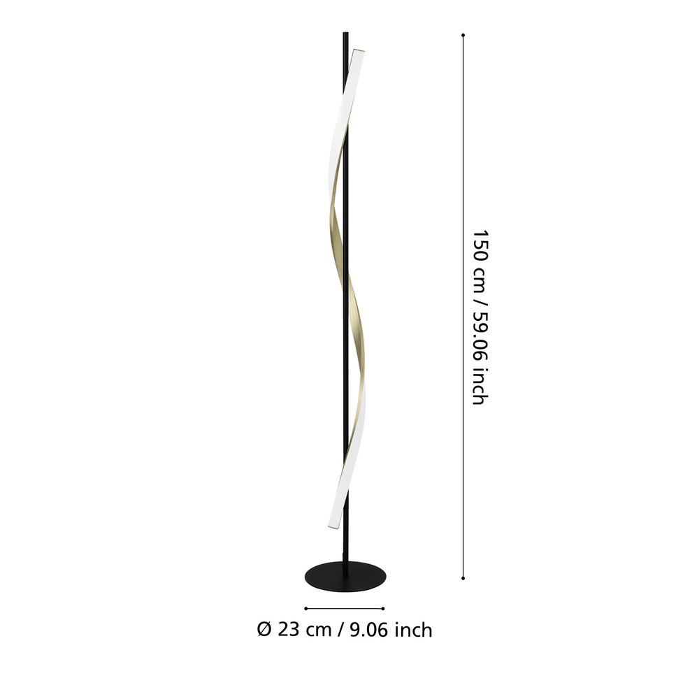 EGLO 902138 Светодиод торшер с регулировкой цветовой температуры CONAPRATO, 20W(LED), 2700-6500K, 2500lm, алюминий, сталь, черный, латунь состаренный, белы
