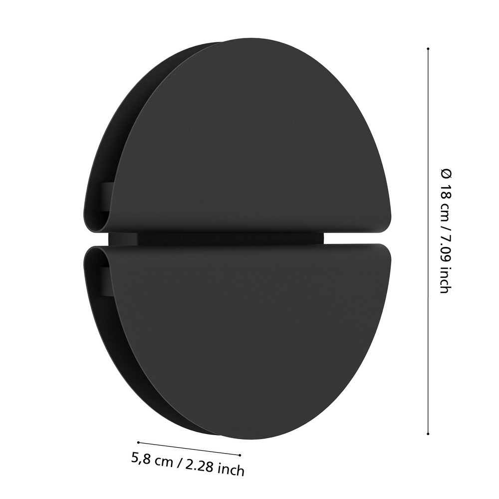 EGLO 902118  Светодиодный бра с регулировкой цветовой температуры PIANOSA, 4,5W(LED), Ø180,2700K, 4000K, 6500K, 620lm, сталь, черный