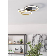 901224  Светодиод потолочн свет-к CALLIERA, 20W(LED), 490x445, димм., сталь, пластик, черный, латунь/