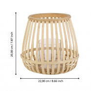 422084  Подсвечник BUNAWAN, B200, Ø220, дерево, стекло, натуральный