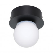 900659  Светодиодный настенно-потолочный светильник для ванной MOSIANO, 1х3,3W (LED), 340lm, 3000K, IP44, Ø100, H115, сталь, черный / матовое опаловое 