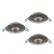 300193  Комплект встраив. светильников GEDREZ , 3х4,9W(LED), 2700/4000/6500K, Ø90, пластик, никель мат