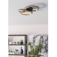 901224  Светодиод потолочн свет-к CALLIERA, 20W(LED), 490x445, димм., сталь, пластик, черный, латунь/