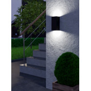 900189  Уличный настенный светильник EREMITANA, LED GU10, 2X2,8W, 2X250lm, IP55, L110, H240, A110, сталь с цинковым покрытием, черный
