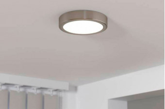 900583  Накладной светильник диммируемый FUEVA 5, 11W (LED), 3000K, Ø160, сталь, матовый никель / пластик, белый