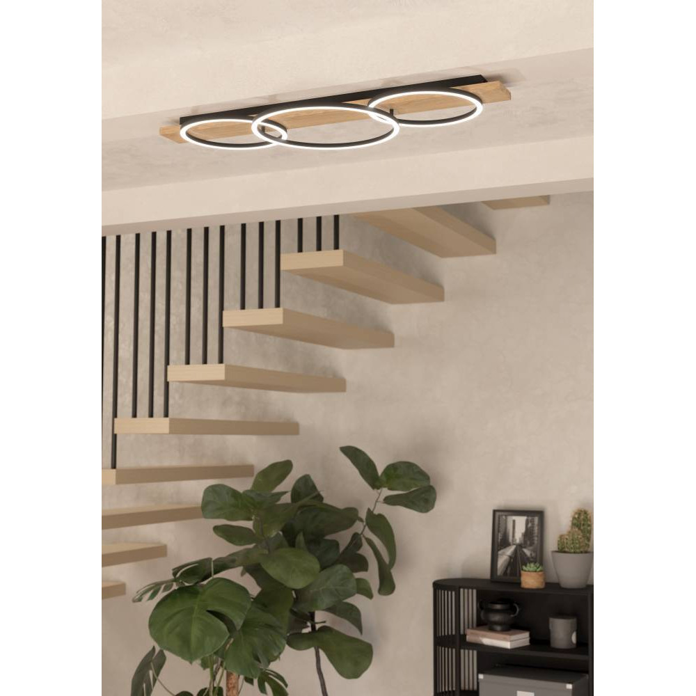 EGLO 901717  Светодиодный потолочный светильник BOYAL, 3х12W(LED), 5100lm, сталь, дерево, черн., коричн, пластик, белый