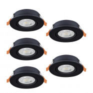 902266  Комплект встраив. светильников BARRANCO, 5х4,8W(LED), 2700/4000/6500K, Ø90, пластик, черный