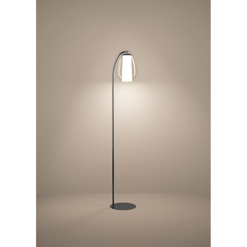 EGLO 390462  Светодиодный торшер с регулировкой цветовой температуры MENORCA, 1X7W;1X1,6W(LED) ,2200-6500K, 700lm, сталь, никель черный, белый