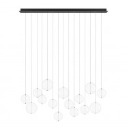 390334  Люстра диммируемая ESPARDELLO, 8X5,4W (LED), 3000K, 4080lm, L1170, B200, H1500, сталь, черный/стекло, прозрачный