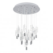 390477  Светодиодный подвес с регулировкой цветовой температуры ALEMDINA, 15X2,6W(LED), Ø500, 2200K, 3000K, 4000K, 3700lm, сталь, хром, прозрачный