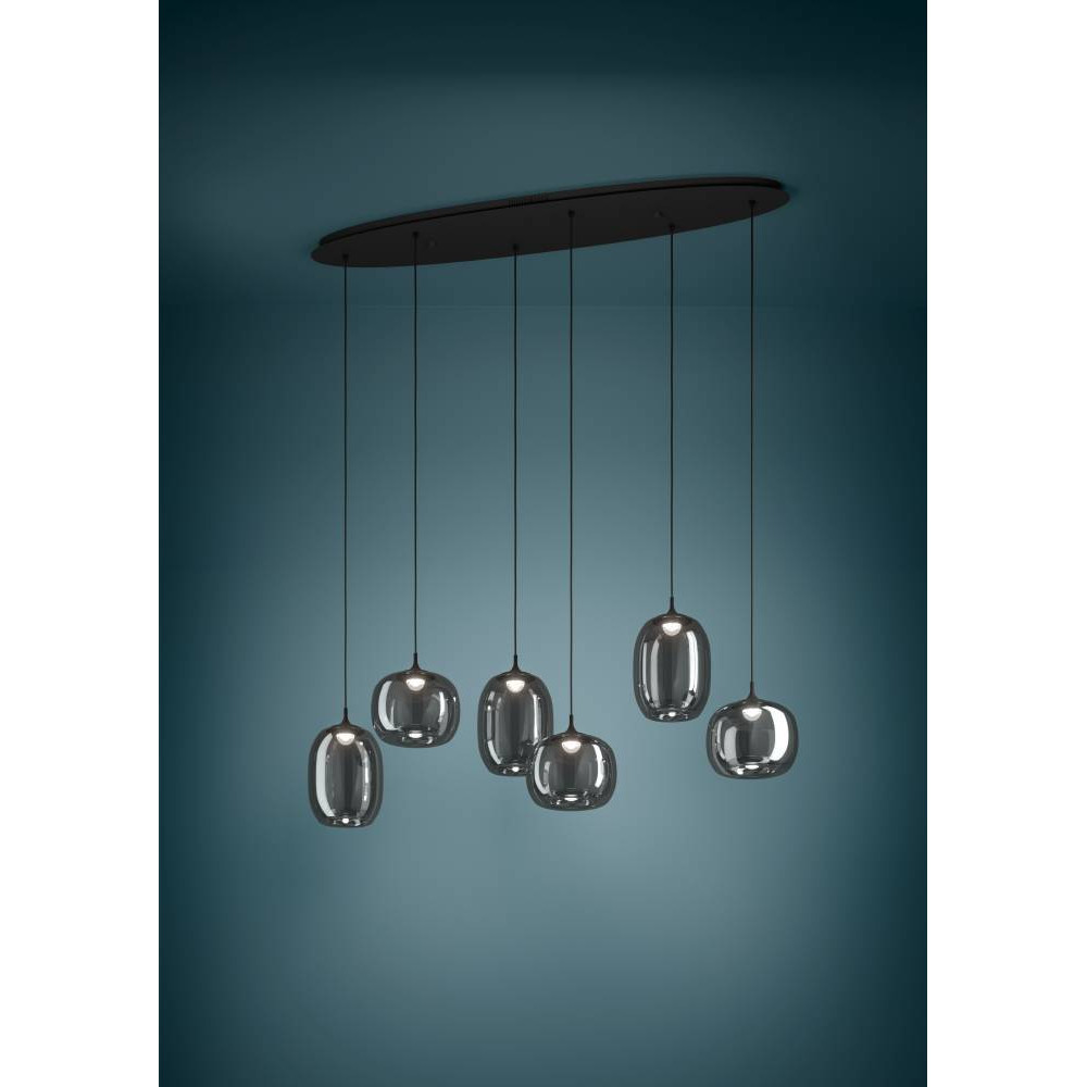 EGLO 390415 Светод подвес с рег-кой цветовой темп-ры LARVA, 6X3,7W(LED) ,2700-6500K, 3060lm, сталь, черный, черный, прозрачный