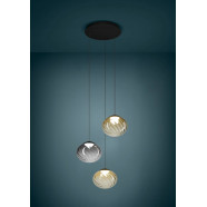 390481  Светодиодный подвес с регулировкой цветовой температуры PANTOJA, 3X5,8W(LED), Ø520, 2200-6500K, 3300lm, сталь, черный, янтарный, черный, прозра