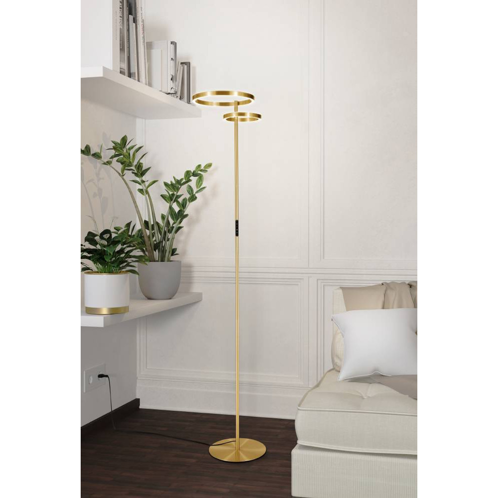 EGLO 901975 Светодиод торшер с регулировкой цветовой температуры CASTELPOTO 1, 16W;12W(LED;LED), 2700-6500K, 1850;1300lm, сталь, латунь состаренный, белый