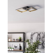 901225  Светодиодный потолочный светильник CALLIERA, 20W(LED), 525x310, димм., сталь, пластик, черный, латунь/пластик, белый, 4000K, 2500lm