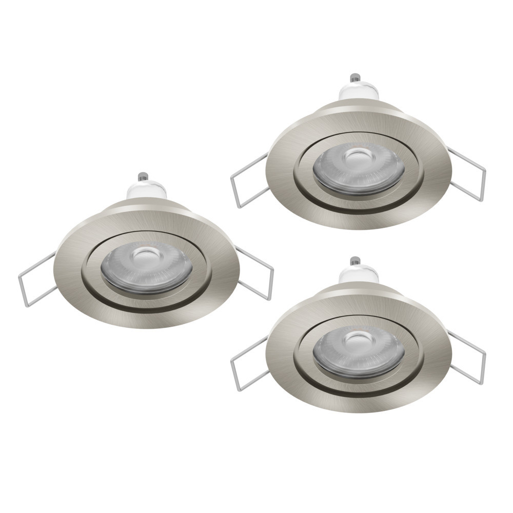 EGLO 902253  Комплект встраив. светильников BARRANCO,  3х4,5W(GU10-LED), 4000К, IP44, Ø84, пластик, никель мат.