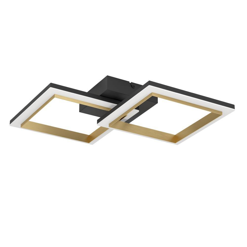 EGLO 901225  Светодиодный потолочный светильник CALLIERA, 20W(LED), 525x310, димм., сталь, пластик, черный, латунь/пластик, белый, 4000K, 2500lm