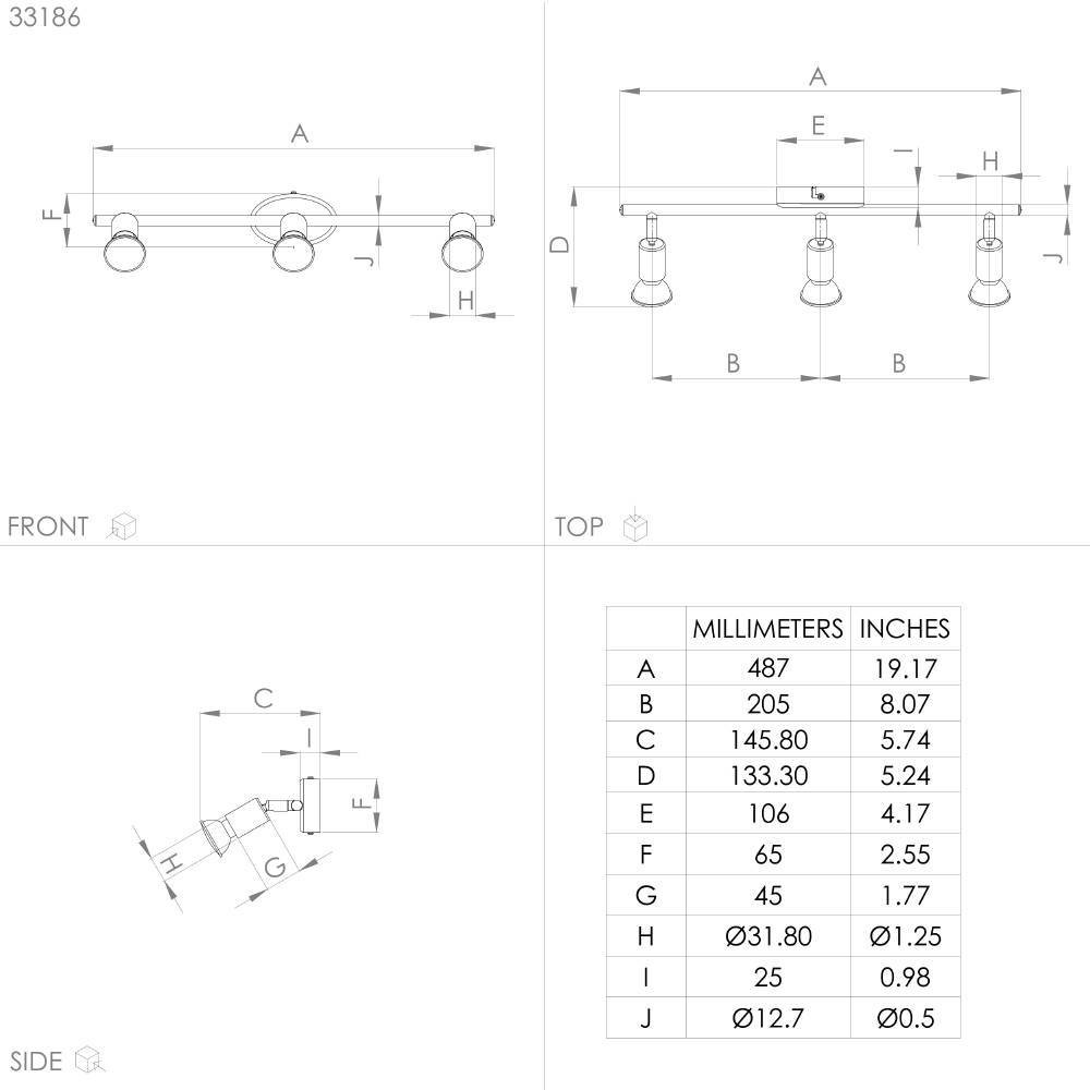 EGLO 33186  Спот BUZZ-LED, GU10, 3x2,8W, 3X250lm, L495, B70, сталь, матовая латунь
