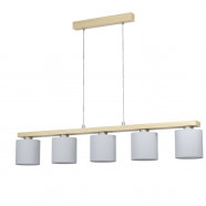  Подвес CASTRALVO, 5х28W(E27), L1210, B150, H1500, сталь, дерево, никель мат, коричн/текстиль