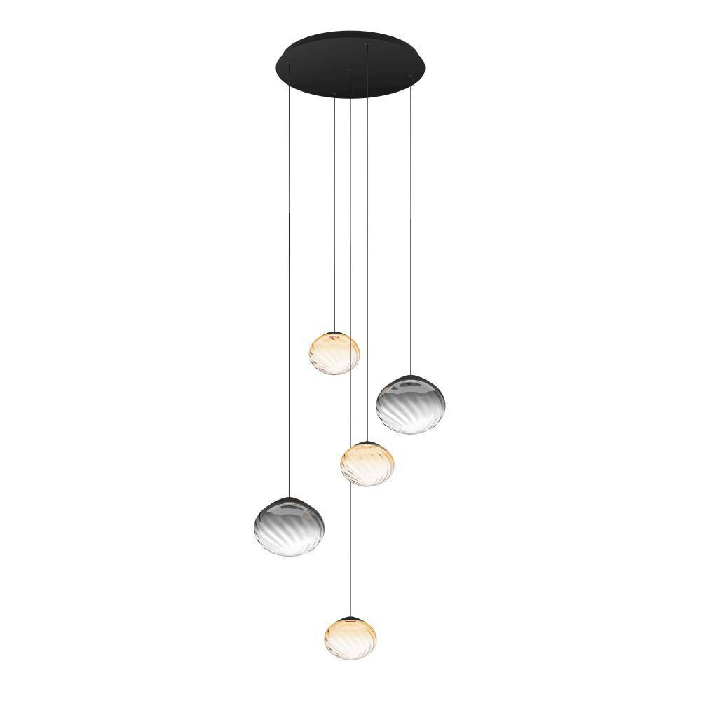 EGLO 390482  Светодиодный подвес с регулировкой цветовой температуры PANTOJA, 5X5,8W(LED), Ø680, 2200-6500K, 5500lm, сталь, черный, янтарный, черный, прозра