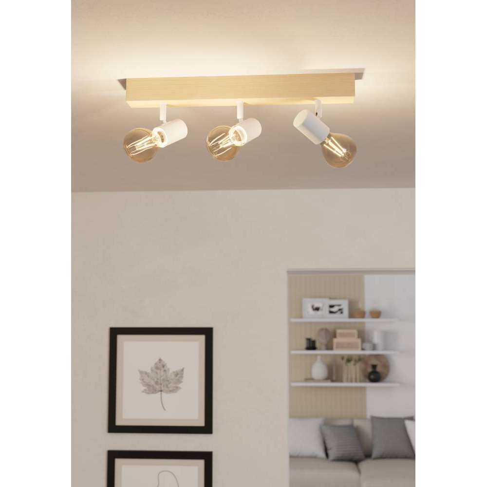 EGLO 99484  Спот TOWNSHEND 3, 3x60W(E27), L480, B50, дерево, сталь, коричневый, белый